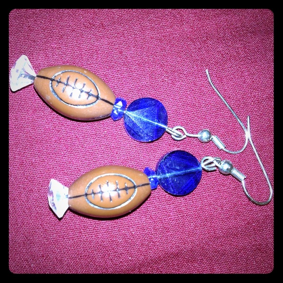 Home made football earrings