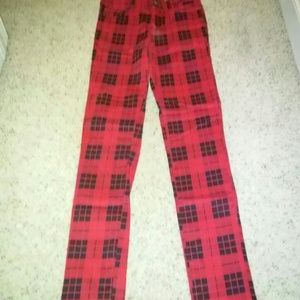 Red plaid skinny jeans NEW