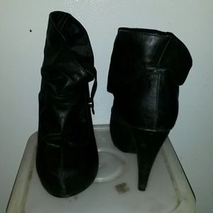 Soft black leather boot heel