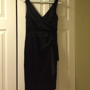 Black cocktail dress; satin
