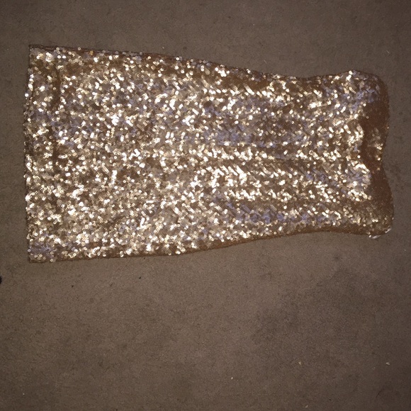 Gold sequin strapless dress