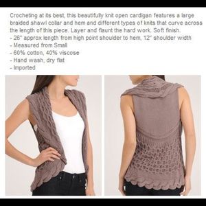 🆕 FOREVER 21 Cabled Shawl Cardigan Vest Shrug