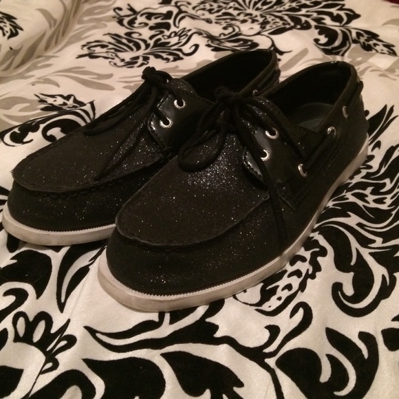 Black glitter sperrys