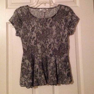 Black Lace Peplum Top