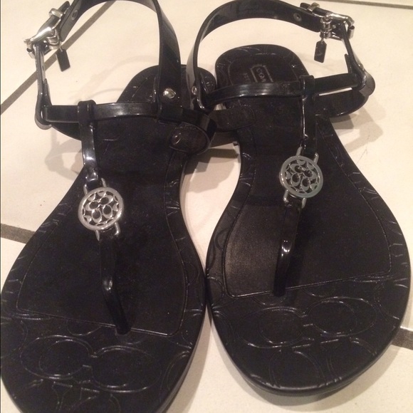 Coach black pansy jelly rubber sandal 7