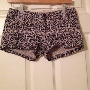 Tribal Print Black and White Shorts