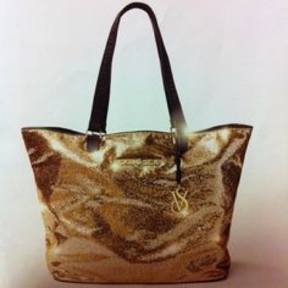 Victoria's Secret Gold Glitter Tote