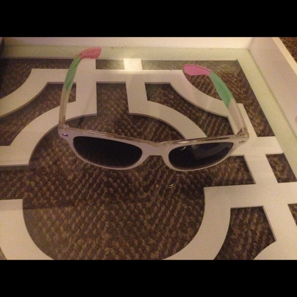 Pink green and white sunglasses