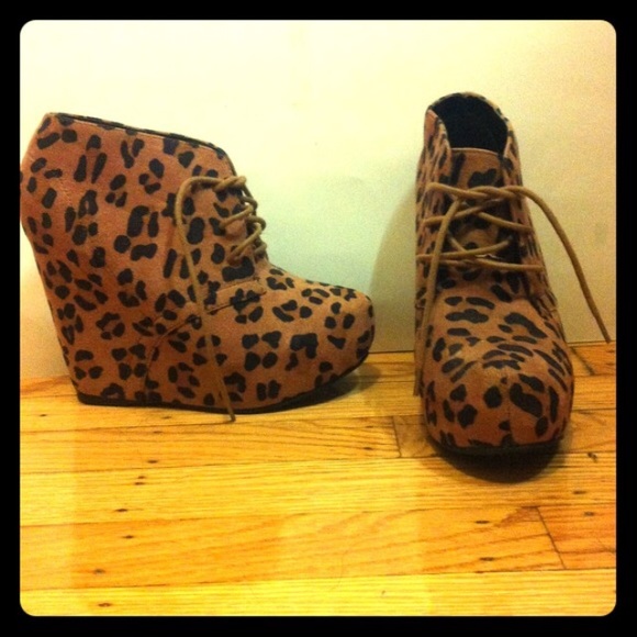 Leopard print wedge heels