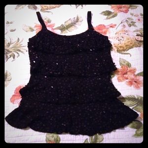 INC Black Layered/Tiered Sequence Top