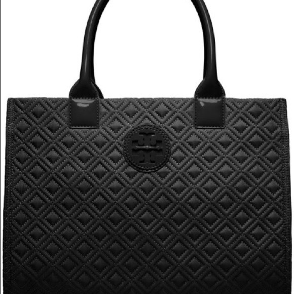 Tory Burch Ella Large Quilted Tote in Black nylon