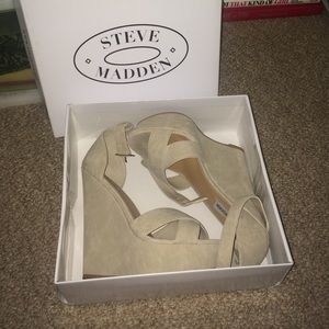 Steve madden shoes heels wedges nude