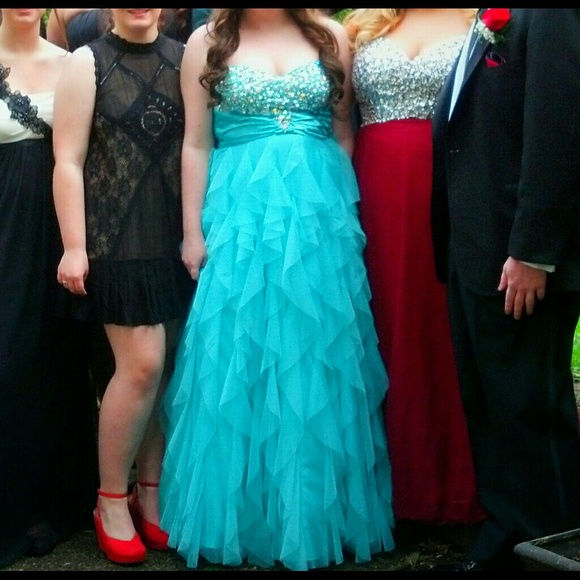 Aqua Blue and Sequined Prom Dress! - Picture 1 of 4