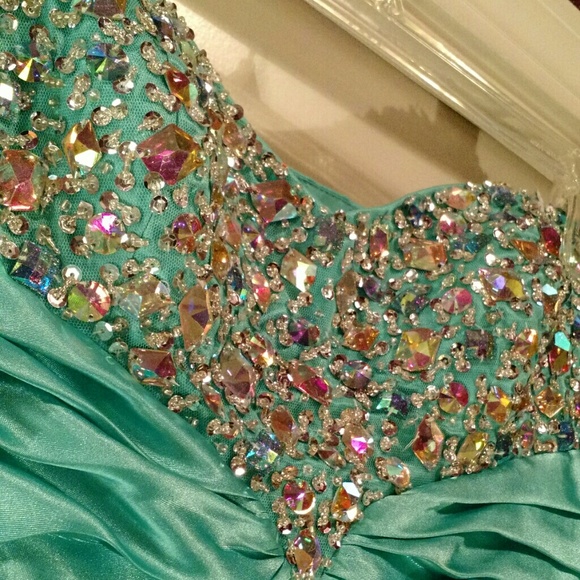 Aqua Blue and Sequined Prom Dress! - Picture 3 of 4