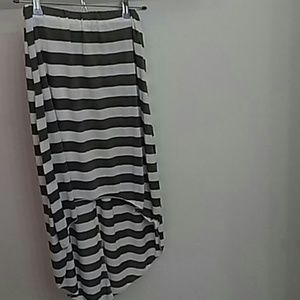 White & Olive Hi-Low Skirt