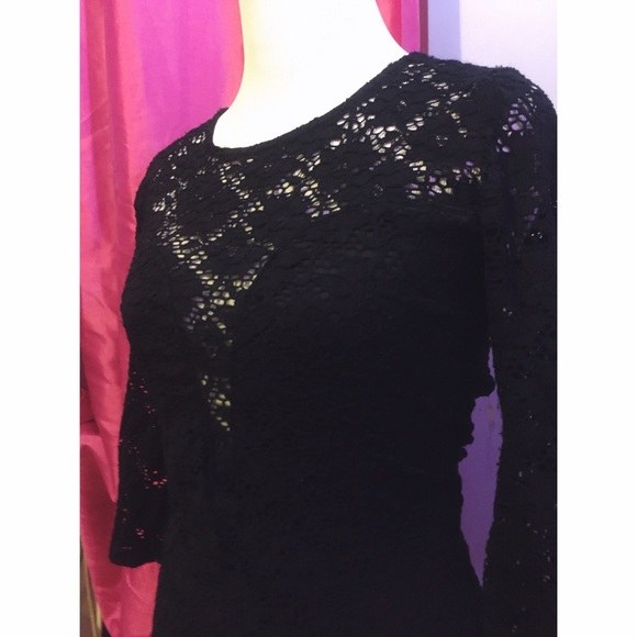 Sexy black mini lace dress