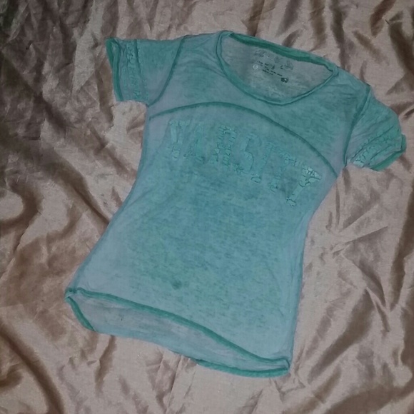 Sheer burn out ringer tee green