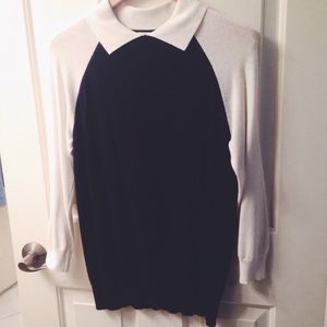 Pointed Collar Colorblock Sweater