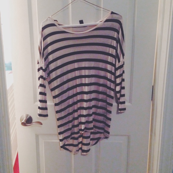 Champagne and Black Striped Blouse