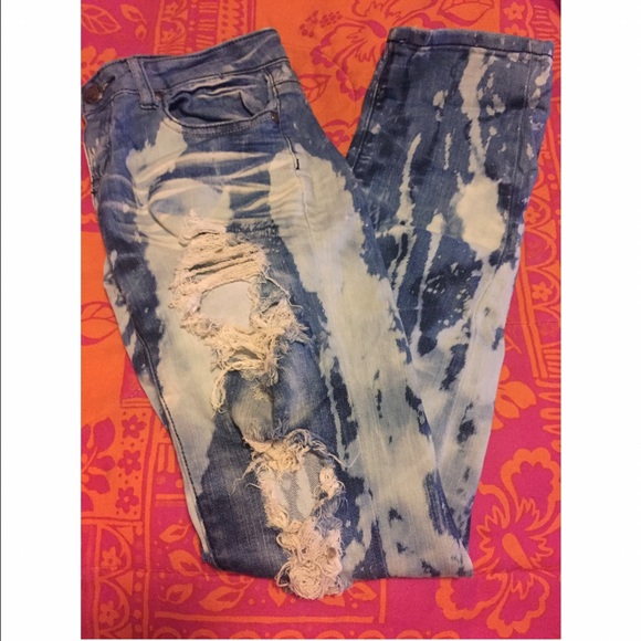 Machine Wet Seal Distressed Ripped Boyfriend Jeans