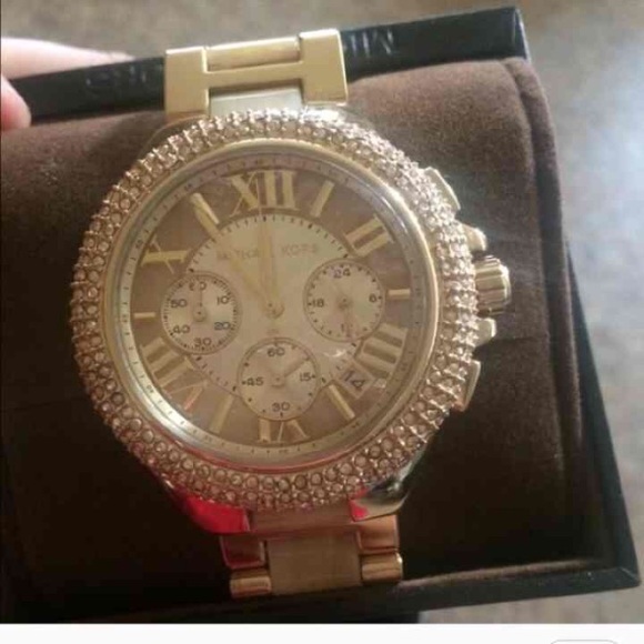 Mk gold/marbel watch
