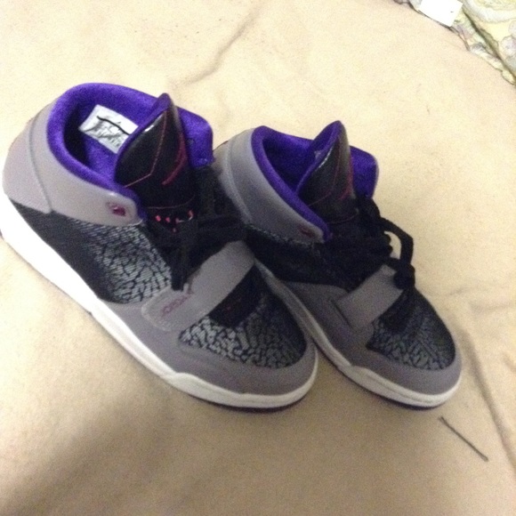 cute jordans worn twice purple