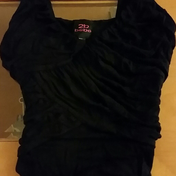Black Rouched Bebe Top - Picture 2 of 3