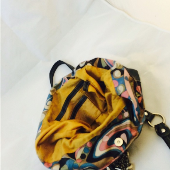 Colorful satin satchel w/rhinestones & Leather - Picture 3 of 3