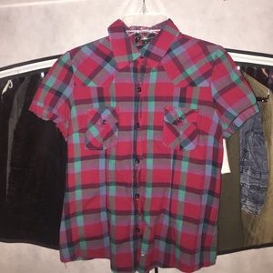 Plaid short Sleeve Button Up