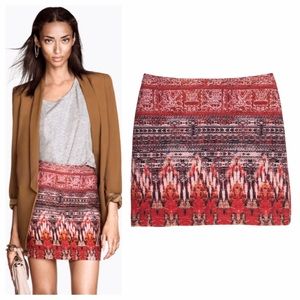 H&M Red Patterned Skirt