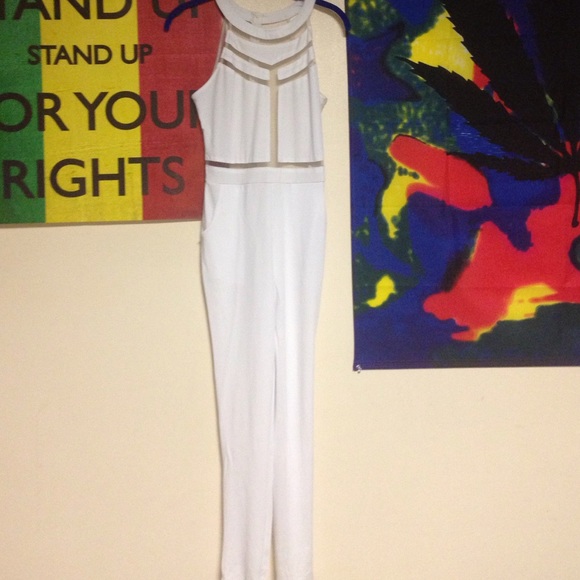 White mesh jumpsuit