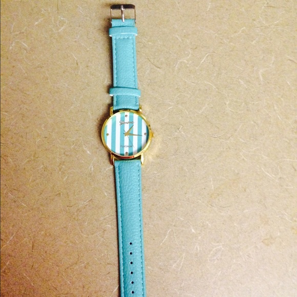 Aqua Colored Watch w/Stripes⌚️