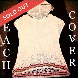 SOLD: Boho Beach Poncho Cover Hooded