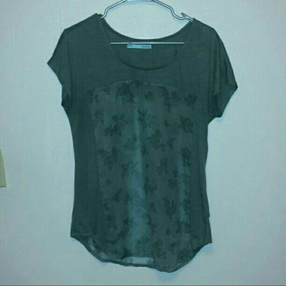 Dark Green Floral Top