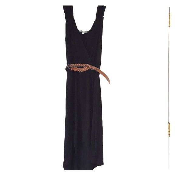Black dress with brown belt