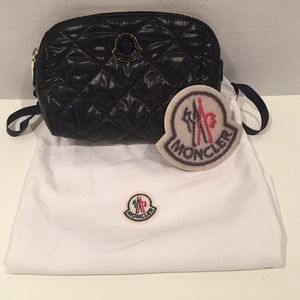 Moncler coated black quilted small makeup case