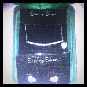 Heart-Shaped Necklace and Earring Set