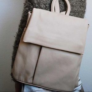 Cream vegan leather backpack