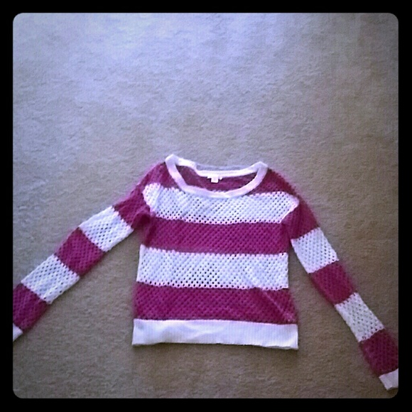 Pink and white see through sweater. - Picture 1 of 2