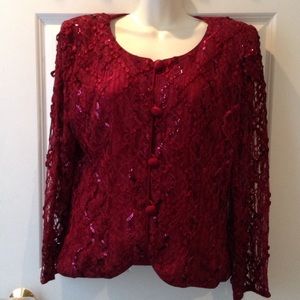 Burgundy Lace and Sequin Top