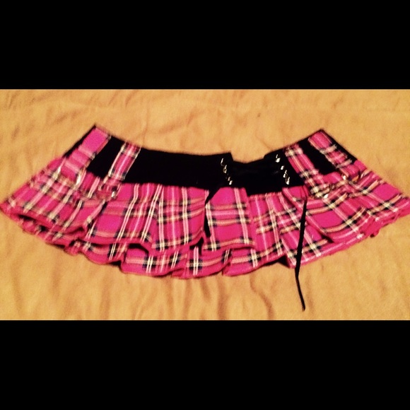 Hustler pink plaid very mini!!
