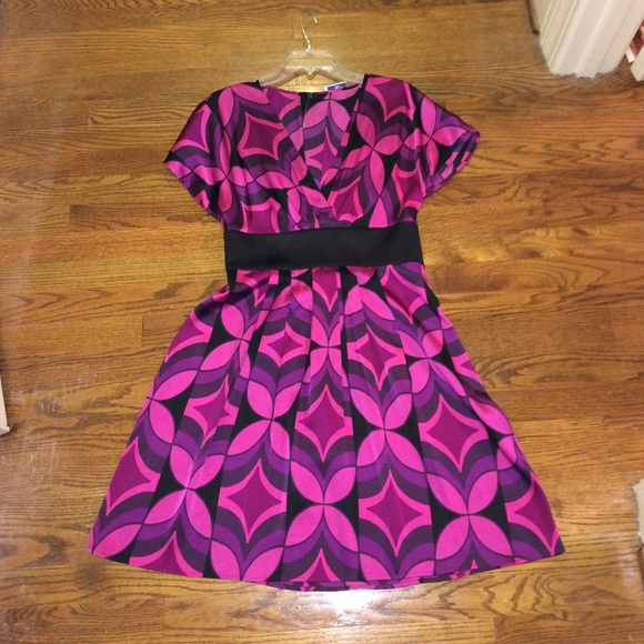 Geometric Purple & Magenta Cocktail Dress