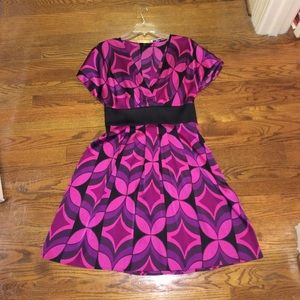Geometric Purple & Magenta Cocktail Dress