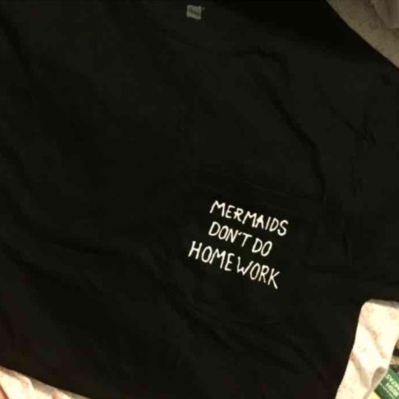 mermaids dont do homework pocket tshirt