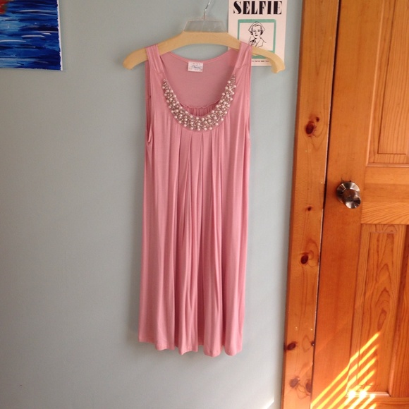 A pink beaded dress