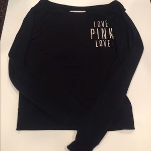 Off the Shoulder Black PINK Sweater - XSmall