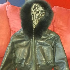 Black Leather Al Wissam Jacket/Coat (OBO)