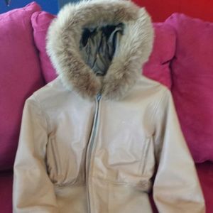 Tan Authentic Al Wissam leather jacket/coat