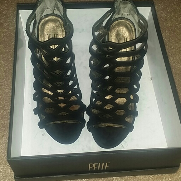 black Suede Gabby PELLETS moda wedge - Picture 1 of 4