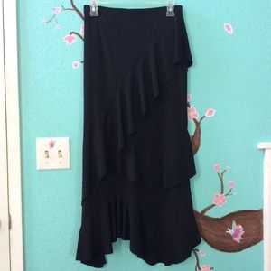 Long Black Tier Ruffled Skirt. Size M